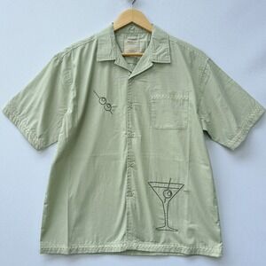 NEW Massive Luxury Mens Small Button Shirt Sage Green Martini Fun Tropical Retro